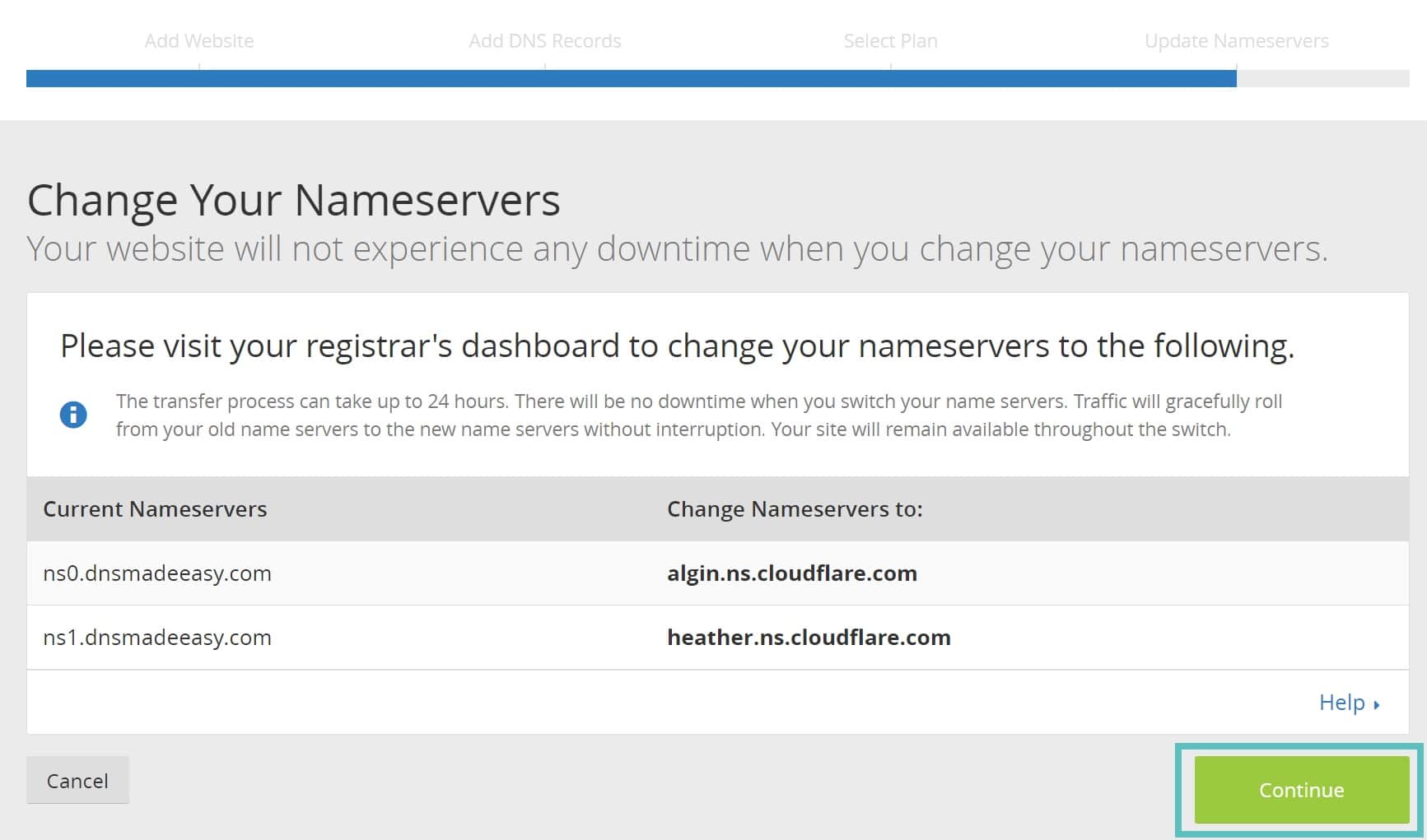 Wechsel zu den Nameservern von Cloudflare