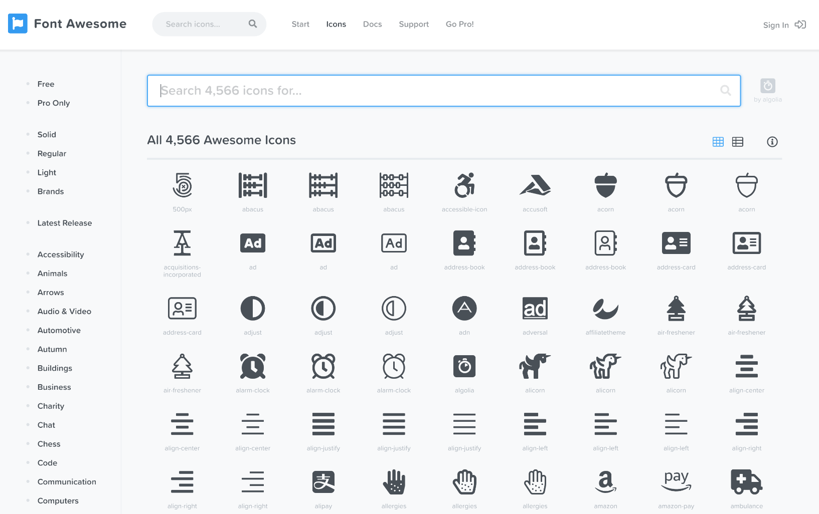 Font Awesome icons