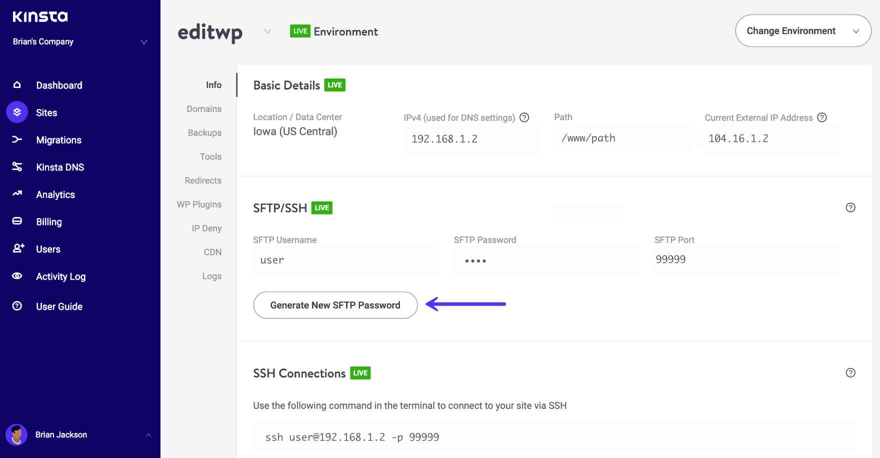 Neues SFTP Passwort erstellen