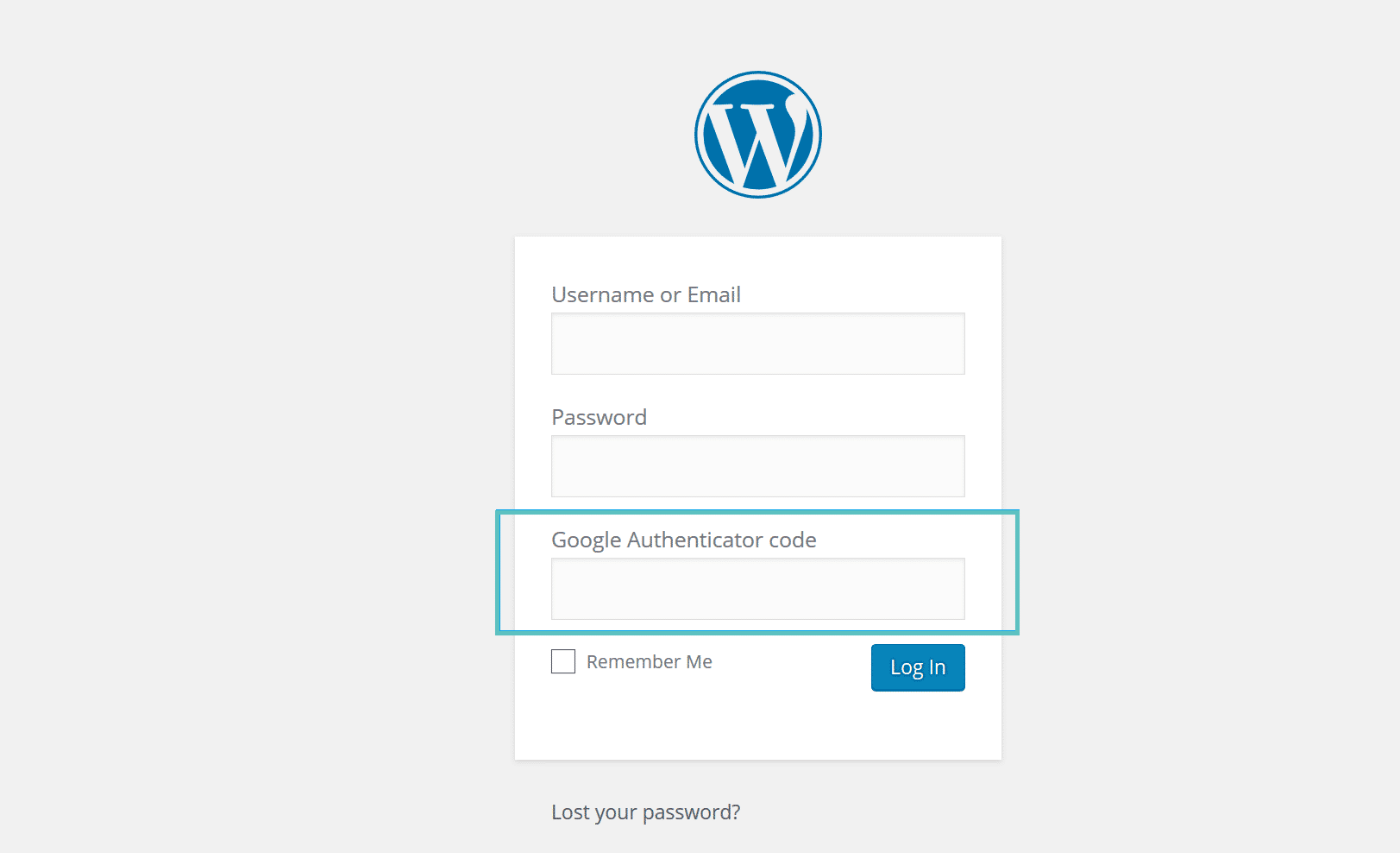 Anmeldung für Google Authenticator WordPress