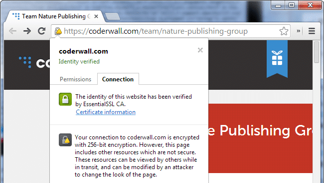 chrome mixed content warnung