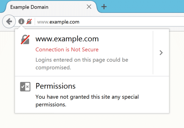 nicht-sicher in Firefox grauer Vorhängeschloss