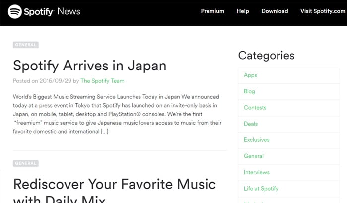 spotify news wordpress seiten