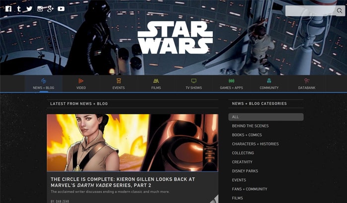 star wars wordpress seiten