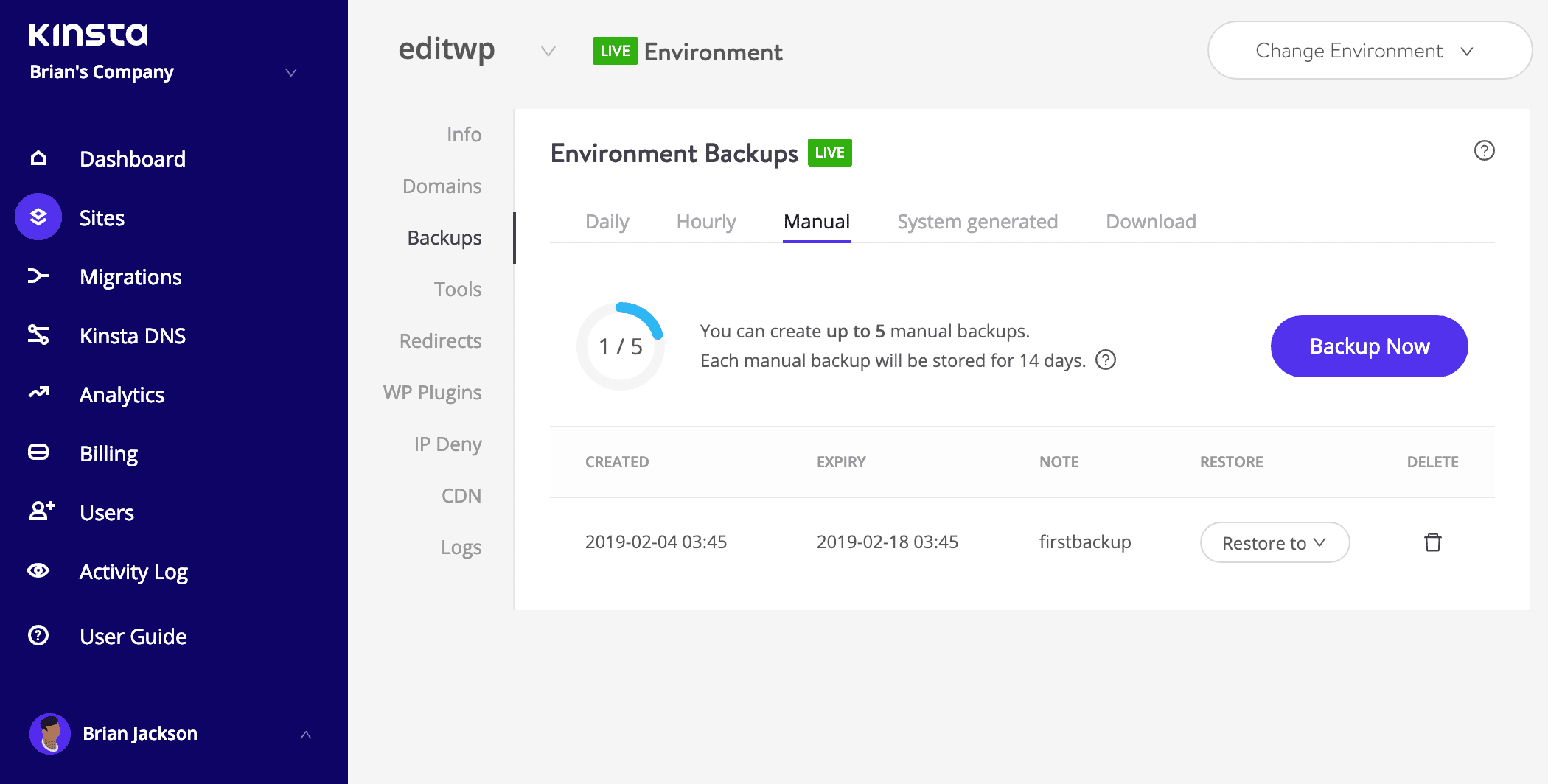 WordPress backups