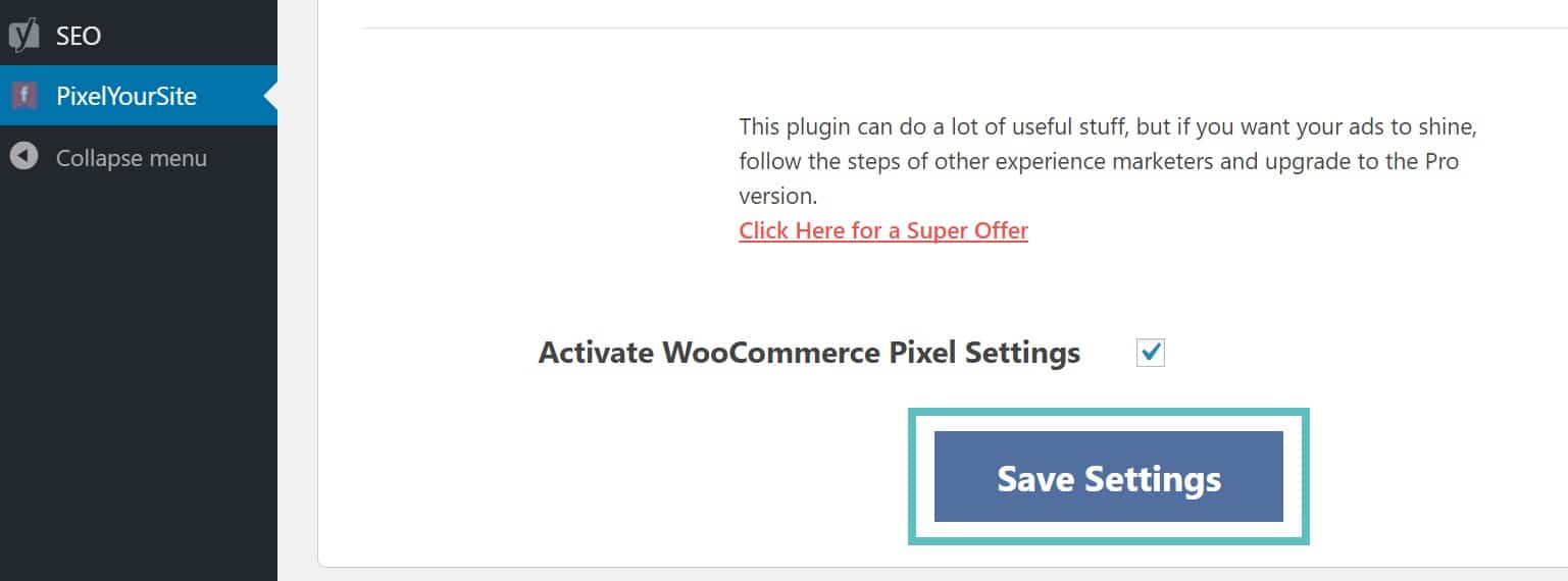 Aktivieren des WooCommerce Pixels