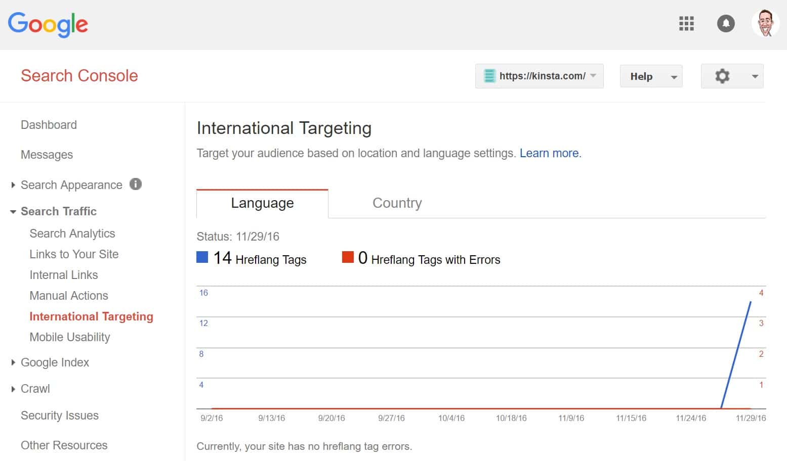 Google Search Console International Targeting