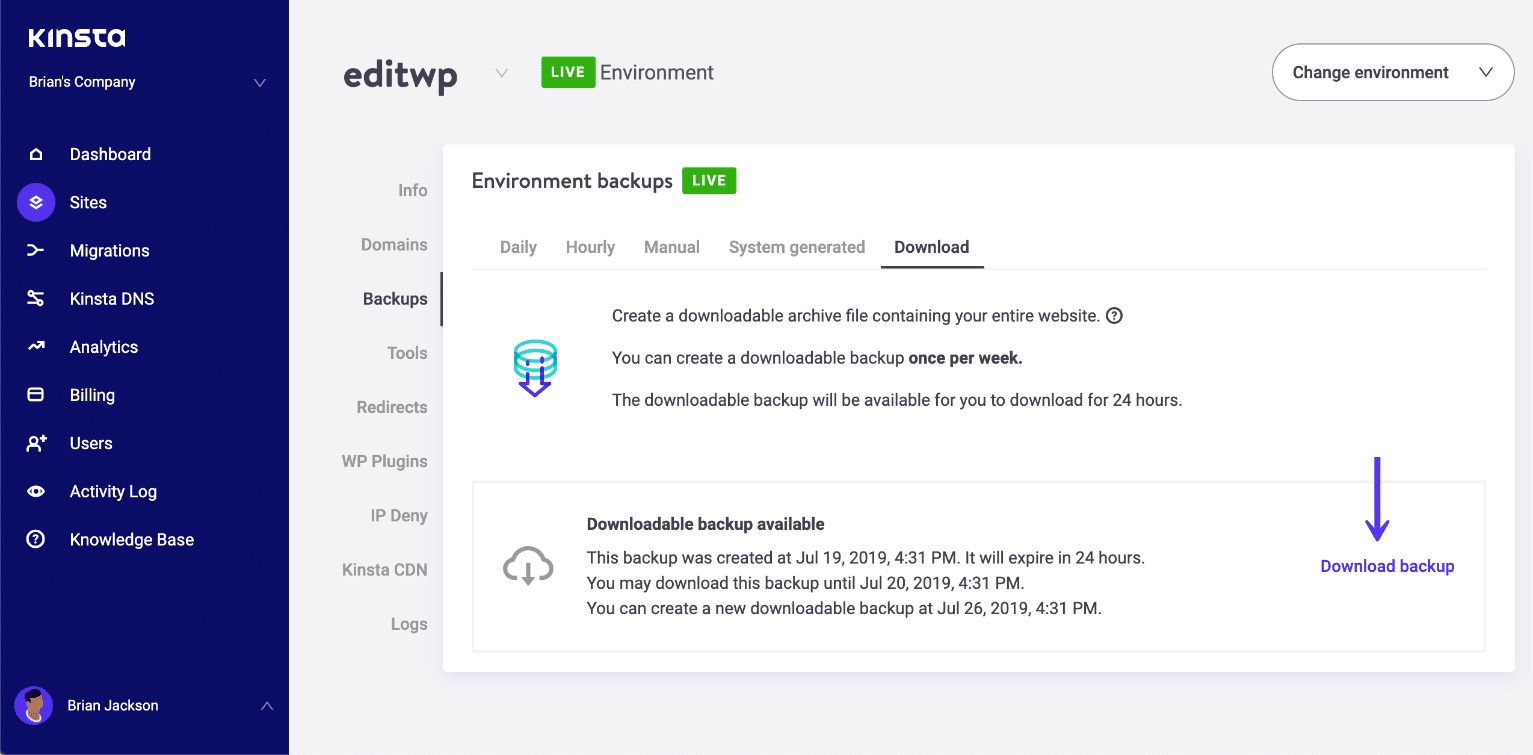 Download WordPress Backup