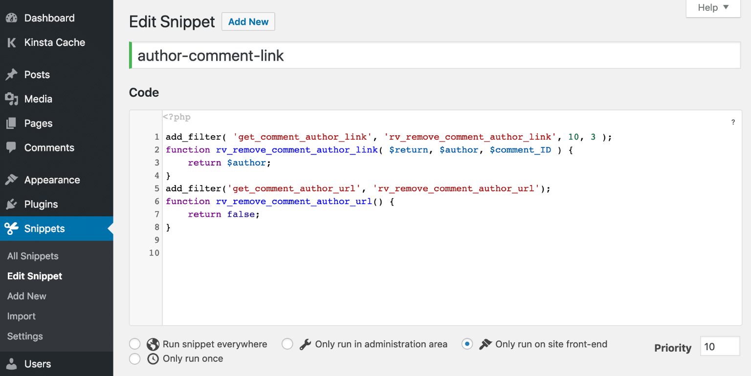 WordPress Auto Kommentar Link entfernen