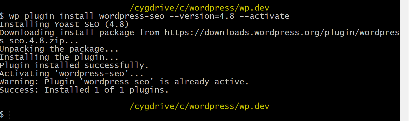 Alte Version des WordPress-Plugins über WP-CLI installieren