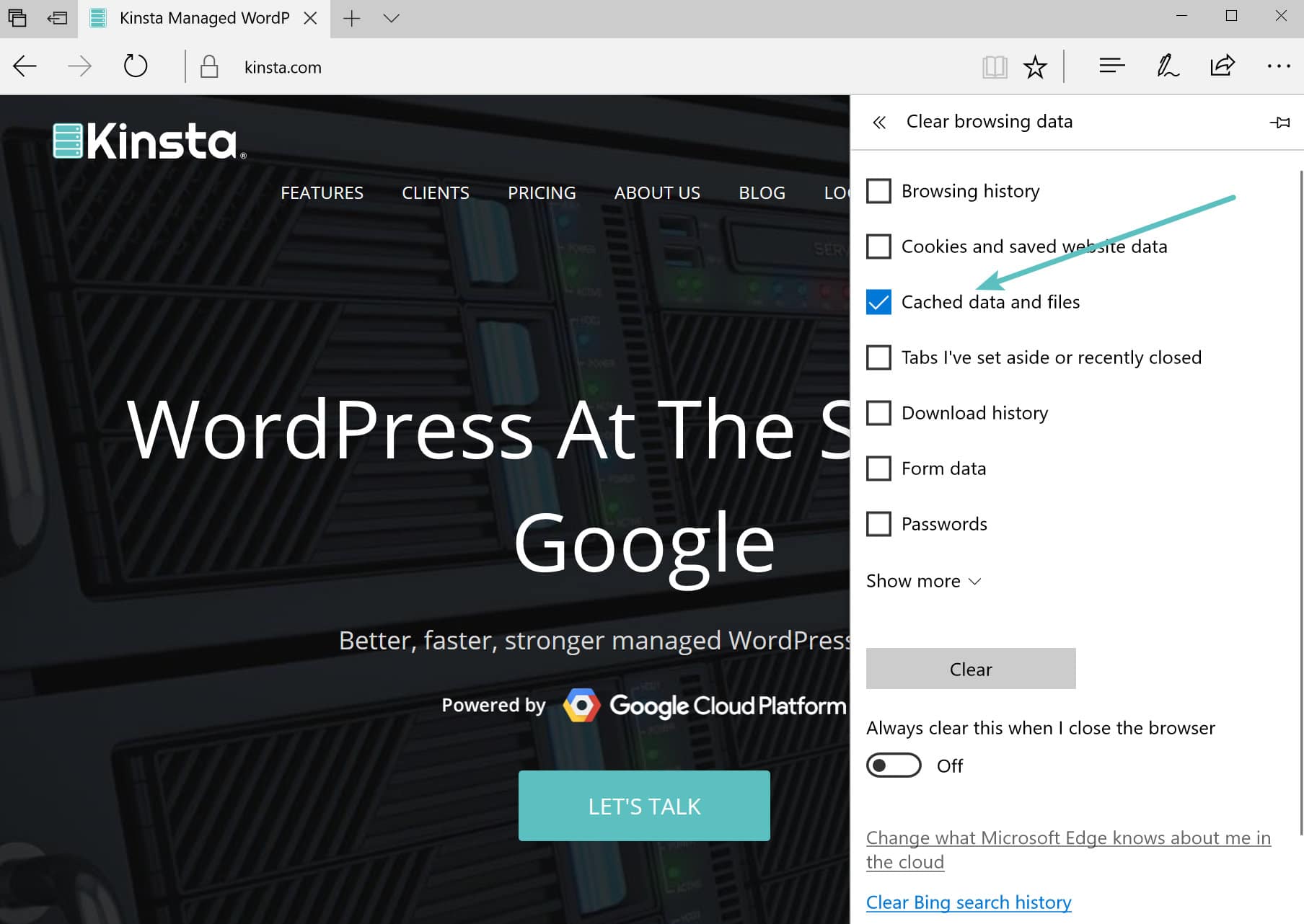 Leere den Browser Cache in Microsoft Edge