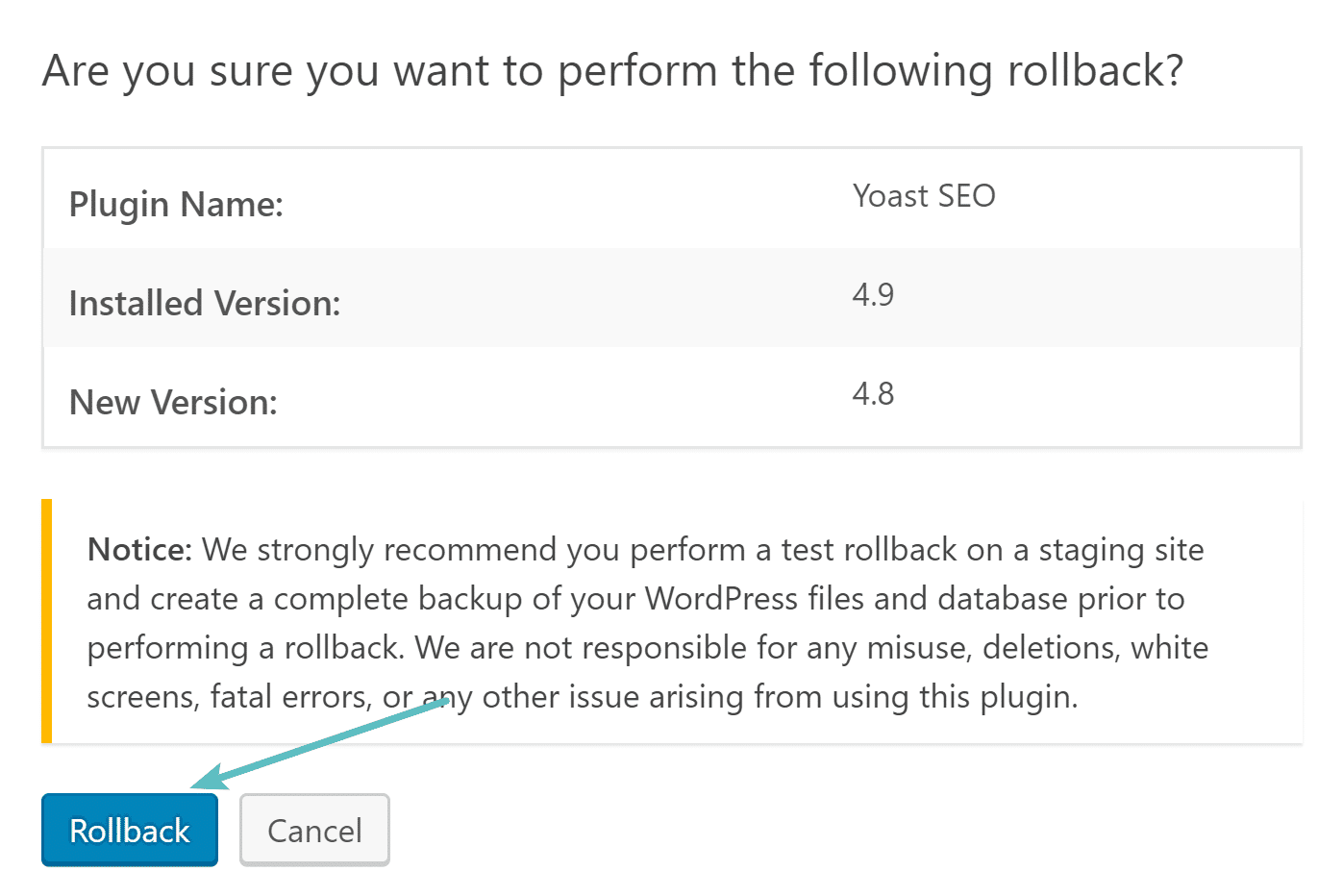 Rollback-Plugin