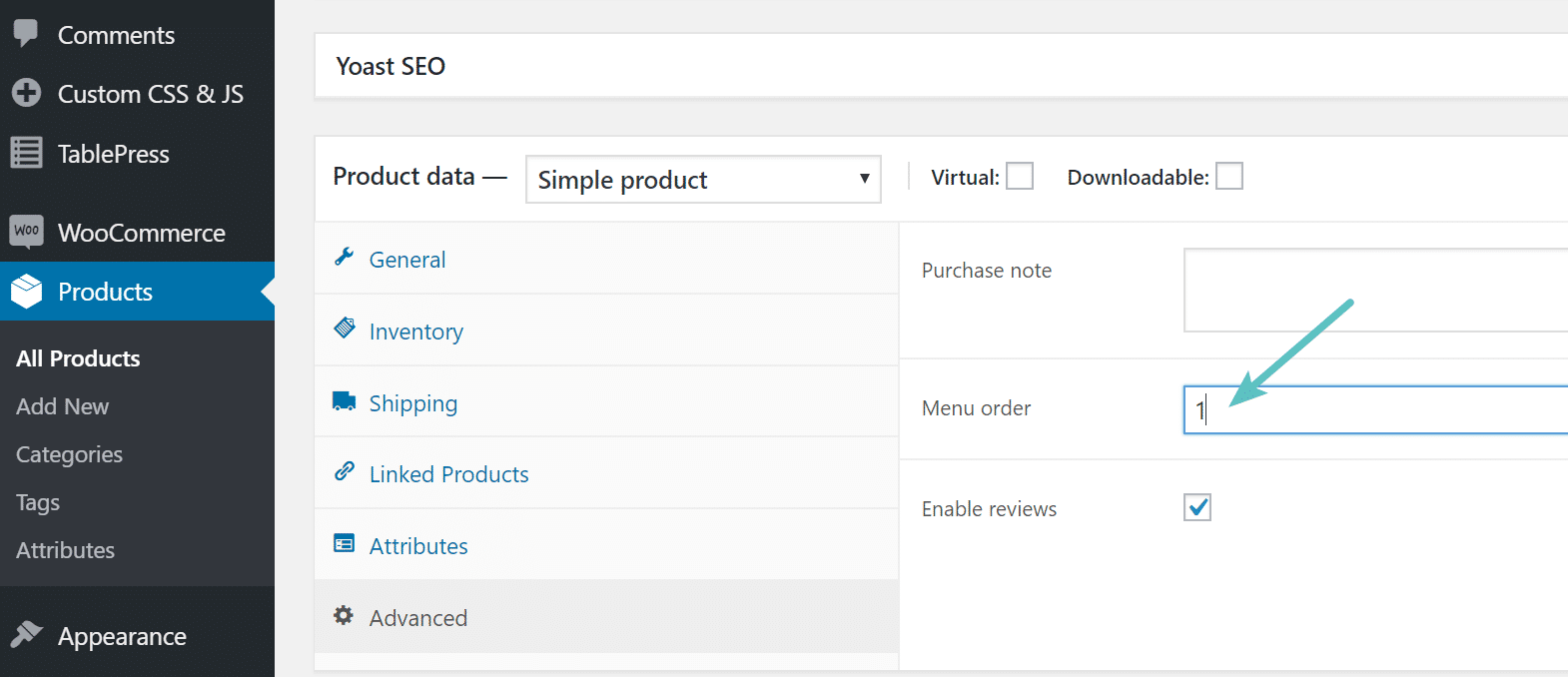 Menüreihenfolge in WooCommerce ändern