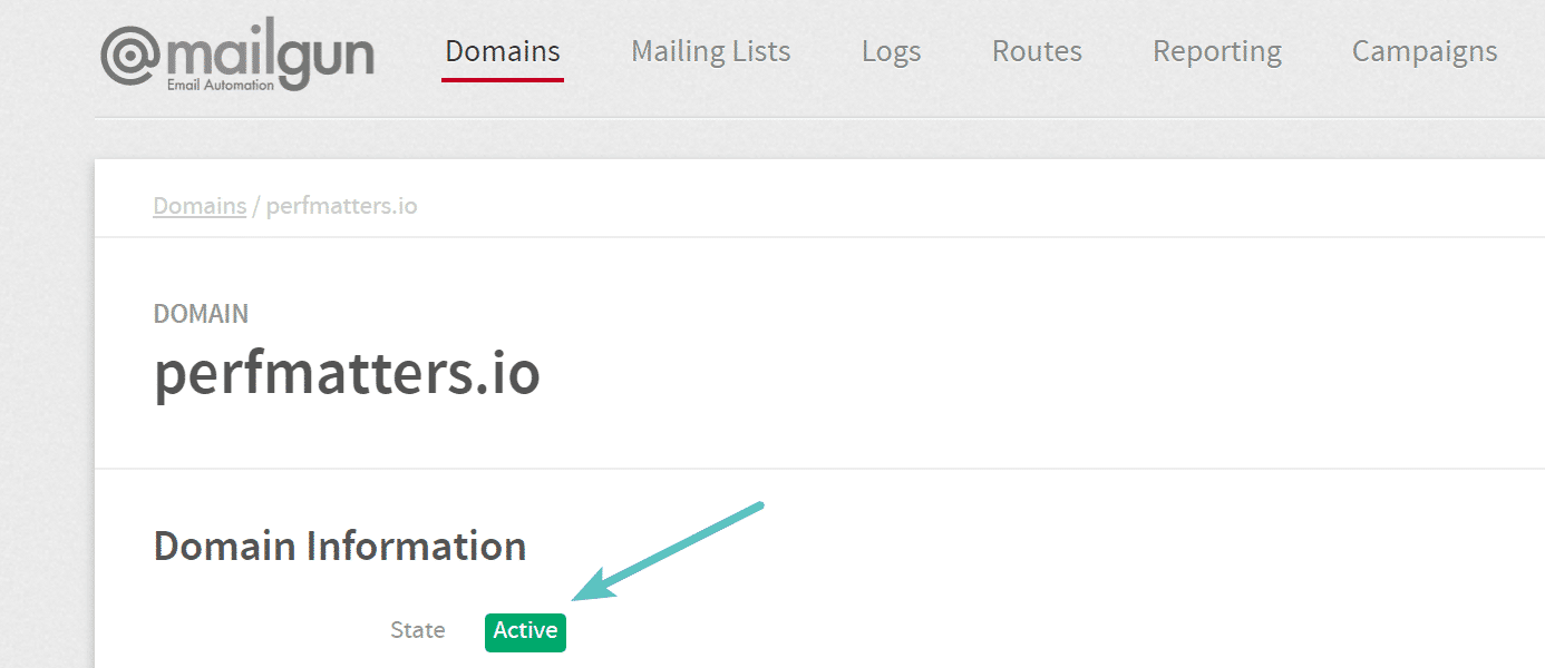 Aktive Domain in Mailgun