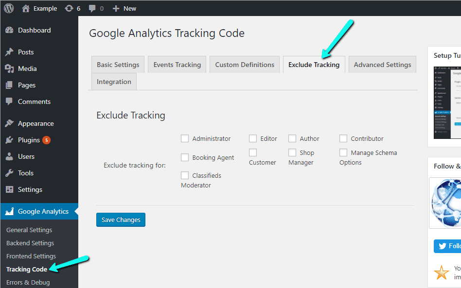 Schließe bestimmte User vom Tracking aus