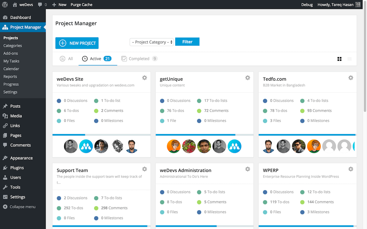 Beispiel für Projektmanagement in WordPress