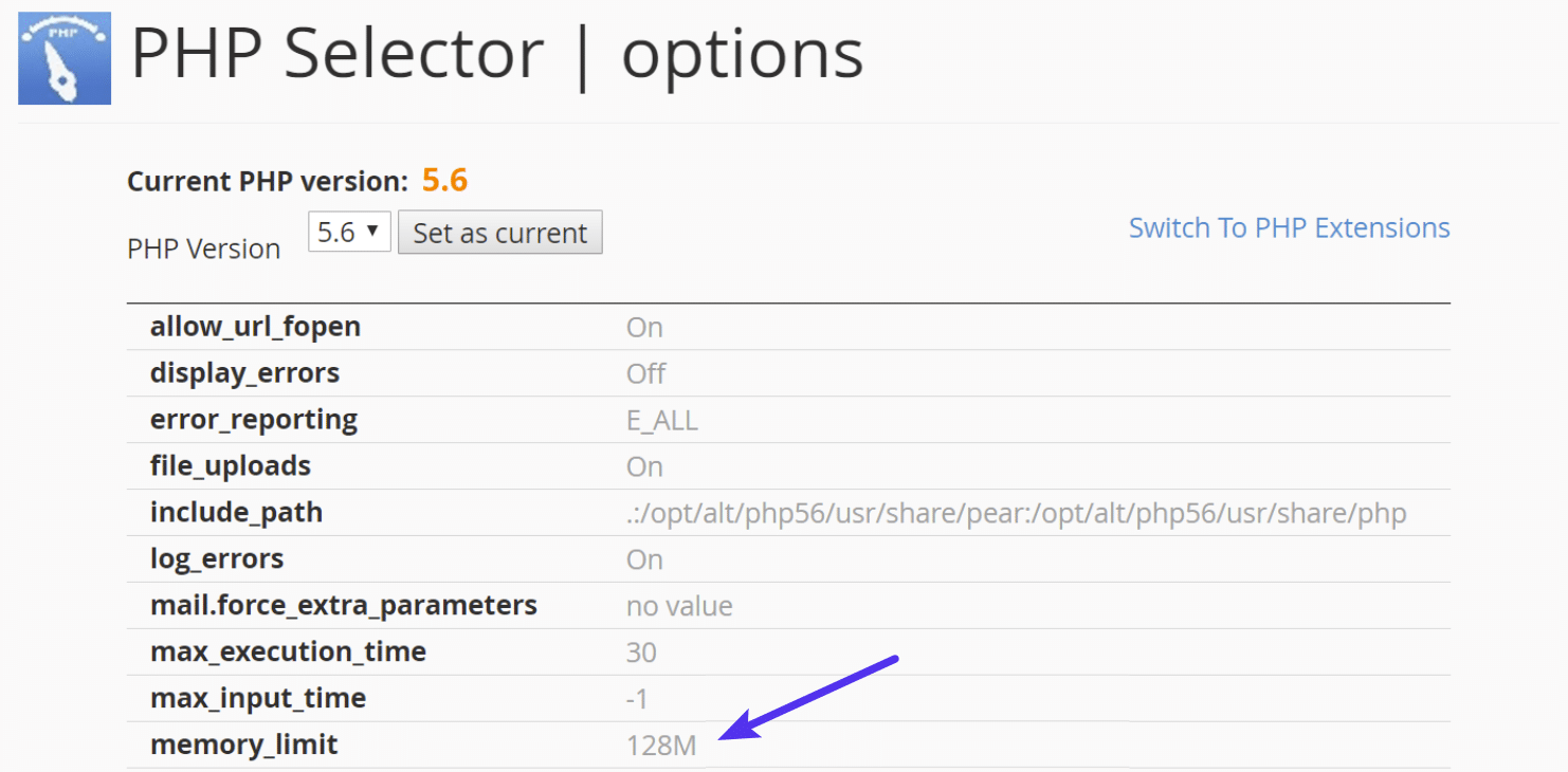 Erhöhe das PHP-Speicherlimit in cPanel