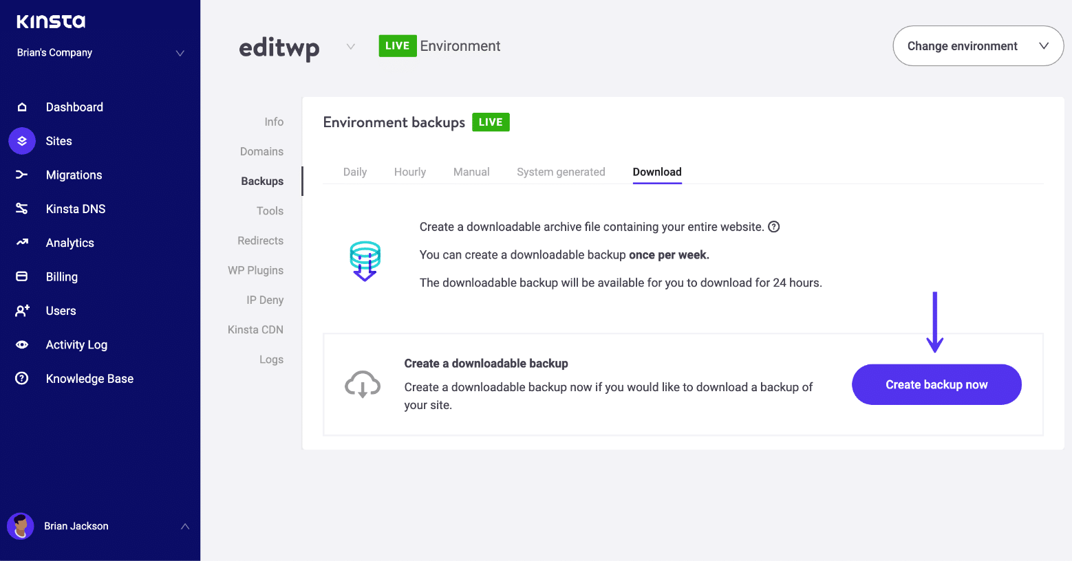 Erstelle ein manuelles WordPress Backup