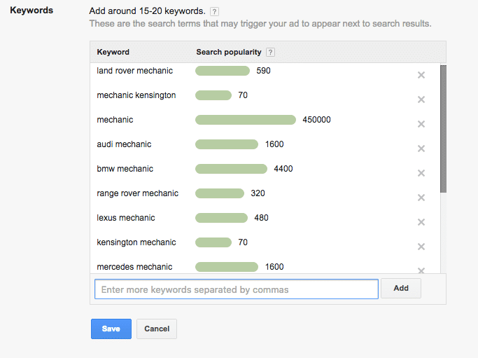 Google AdWords-Keywords