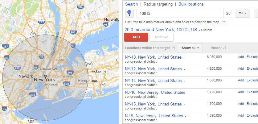 Google AdWords-Radius-Targeting