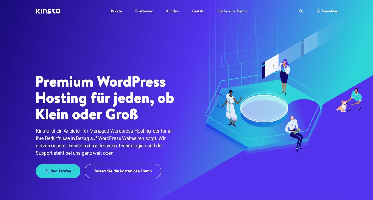 Above the fold auf der Kinsta Startseite