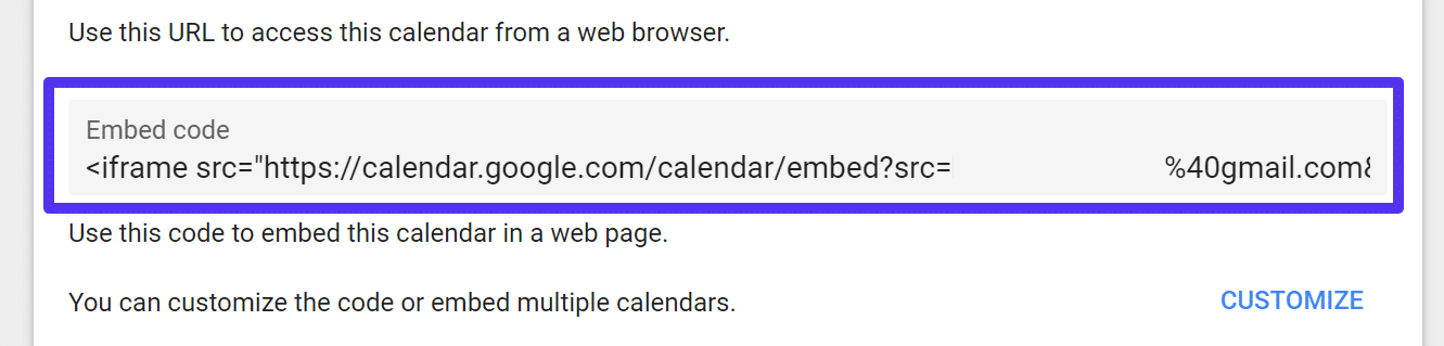 Google Kalender Embed