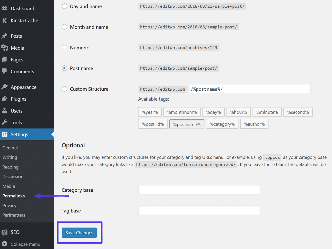 Permalink Einstellungen in WordPress aktualisieren