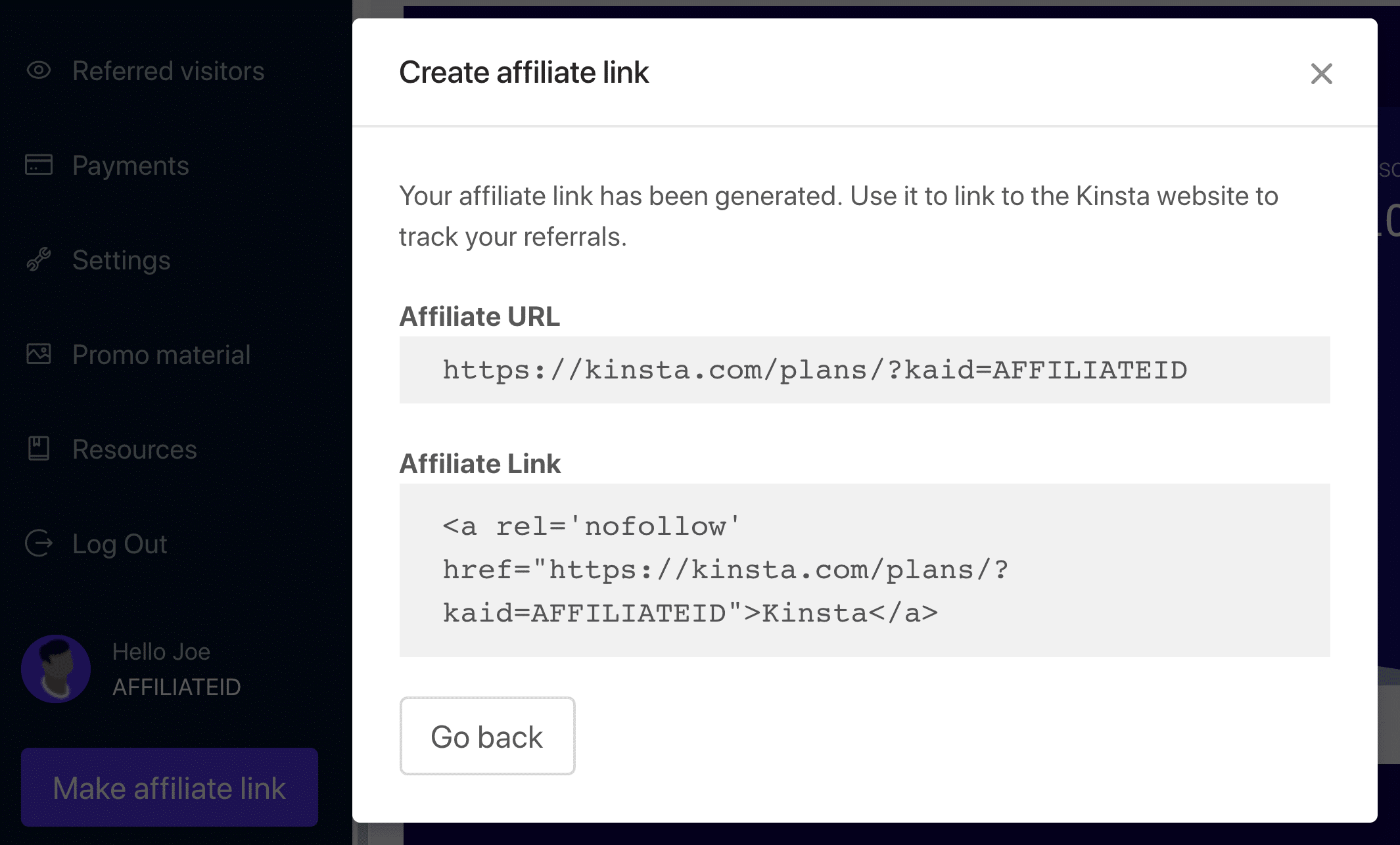 Affiliate Link und HTML Code generieren