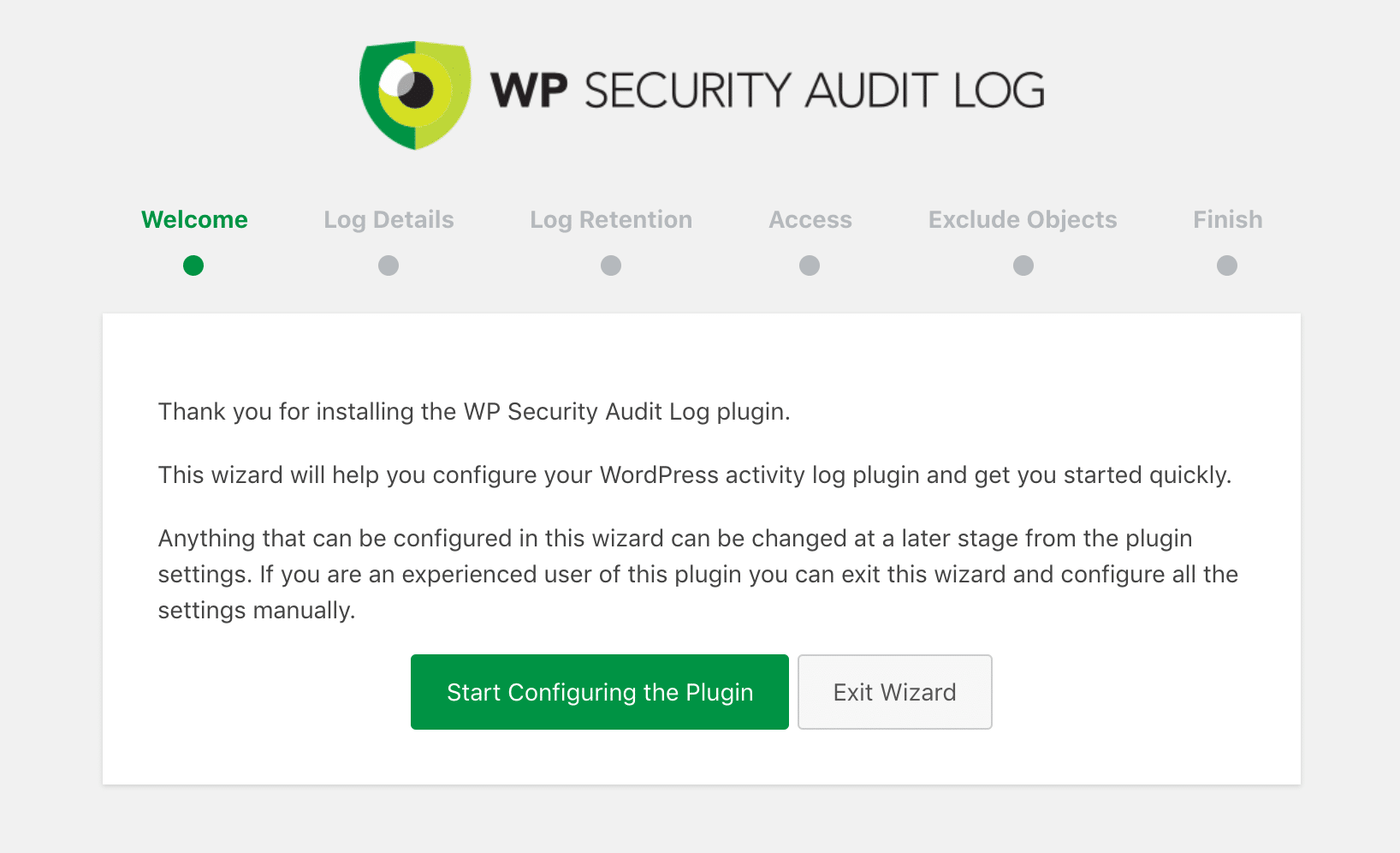 Das WP Security Audit Log Plugin Konfigurieren