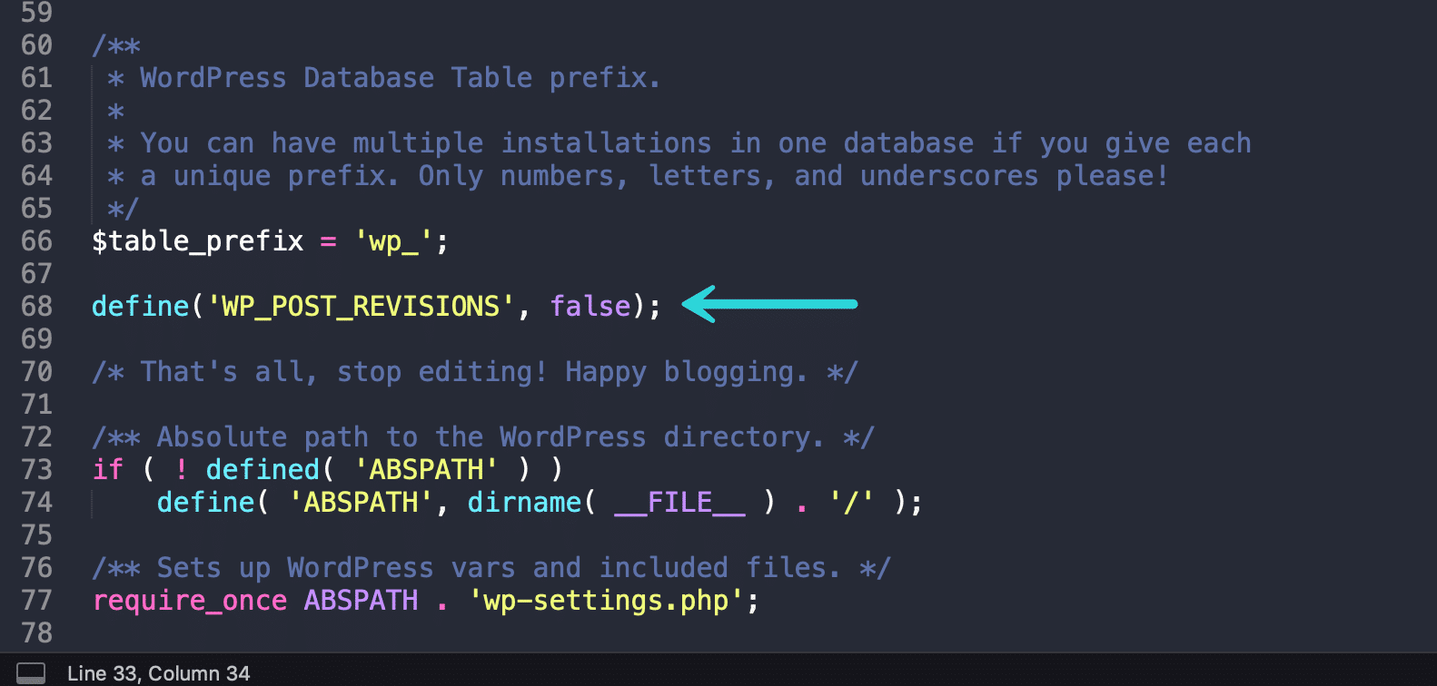 Deaktivierung der Beitragsrevisionen in wp-config.php