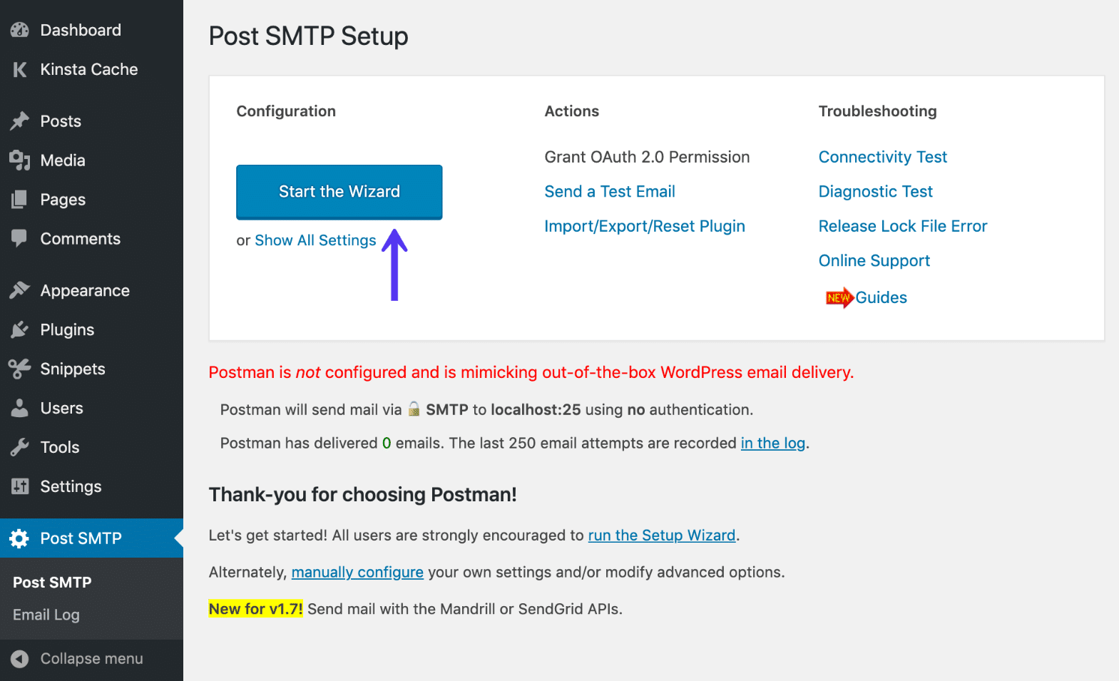 Post-SMTP-Startassistent