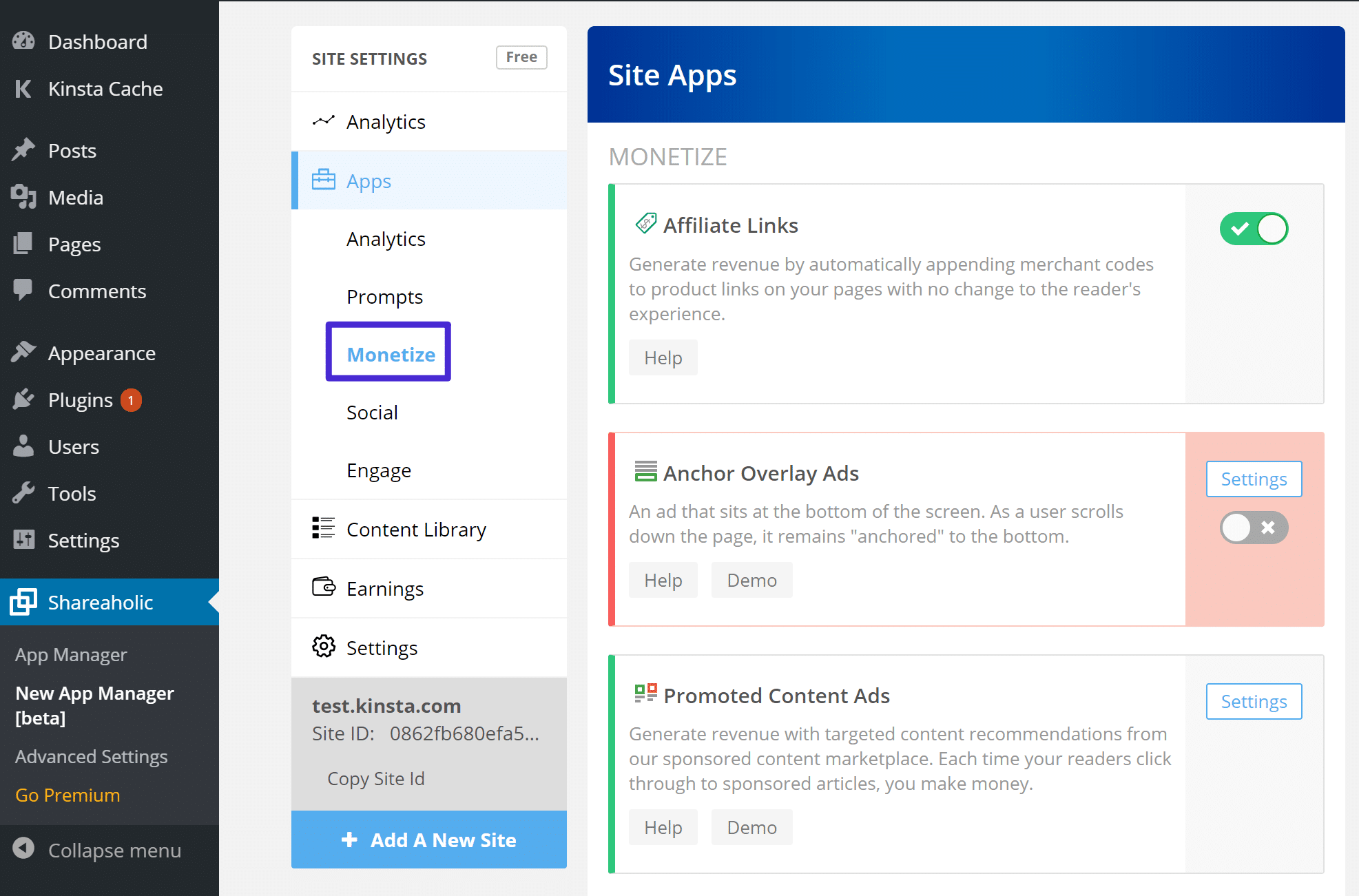 Die Shareaholic Monetarisierungs-Apps