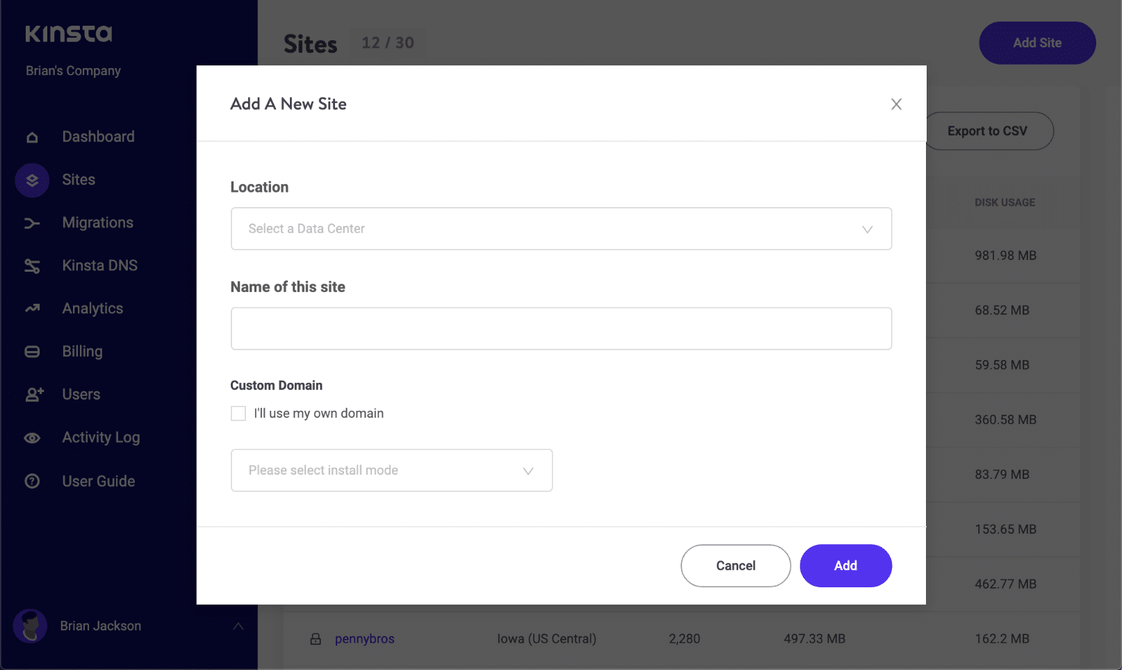 Eröffne eine neue WordPress Seite auf Kinsta