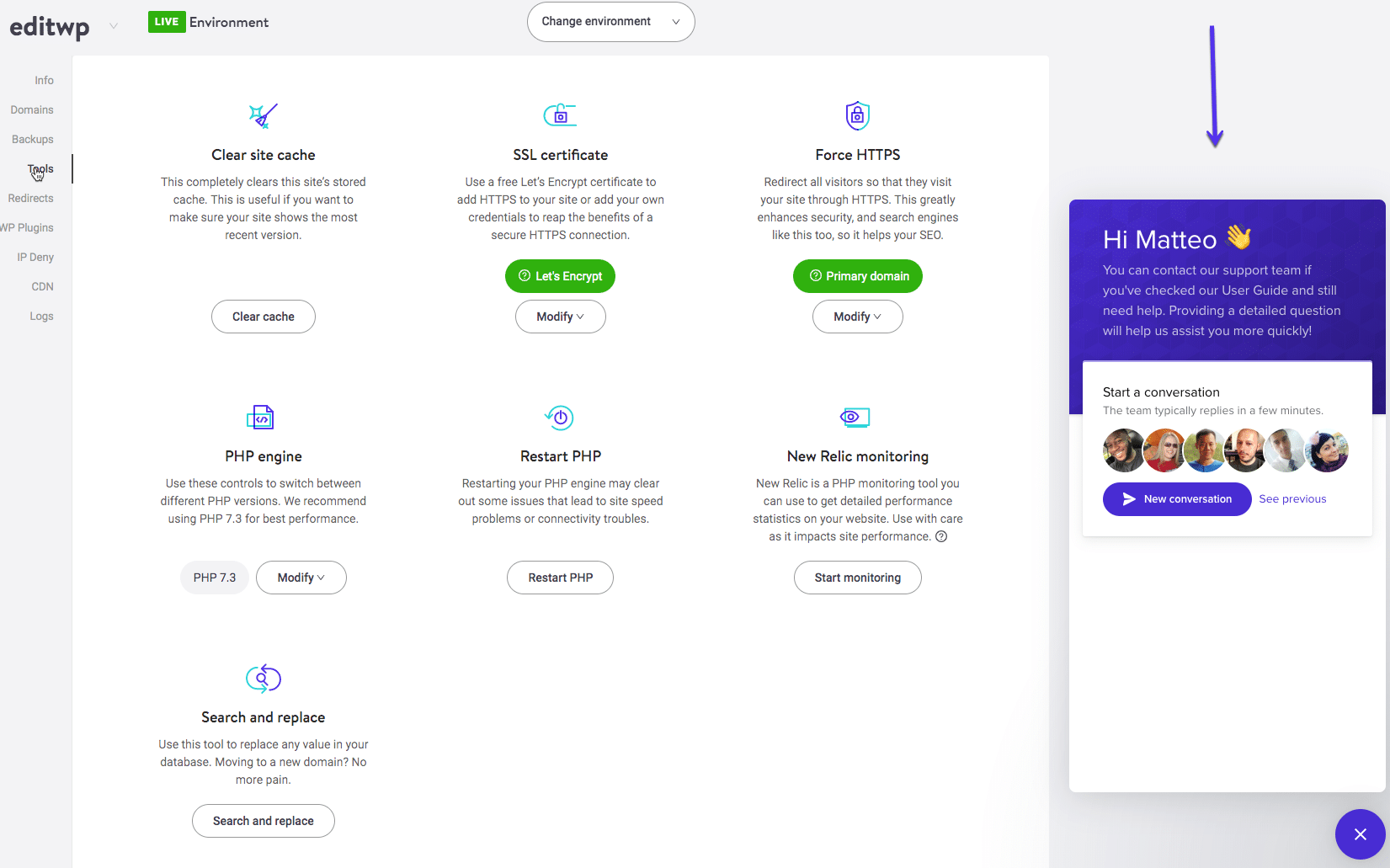 So erhältst du Hilfe über das MyKinsta Dashboard
