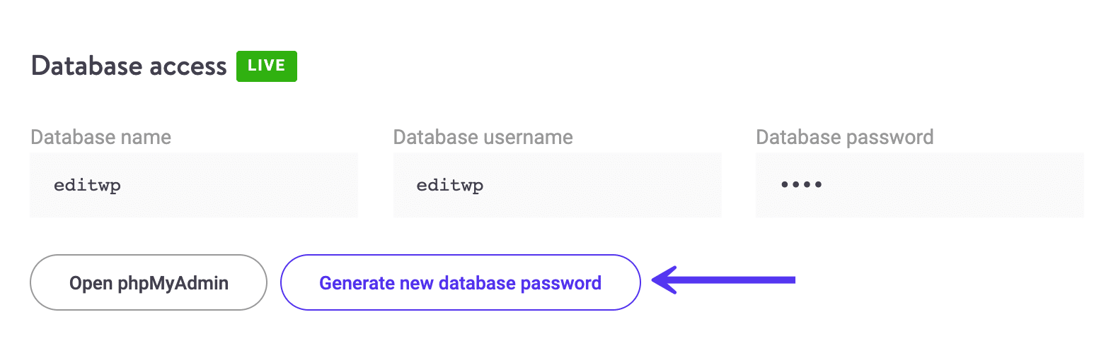 Generieren eines neuen Datenbankpassworts