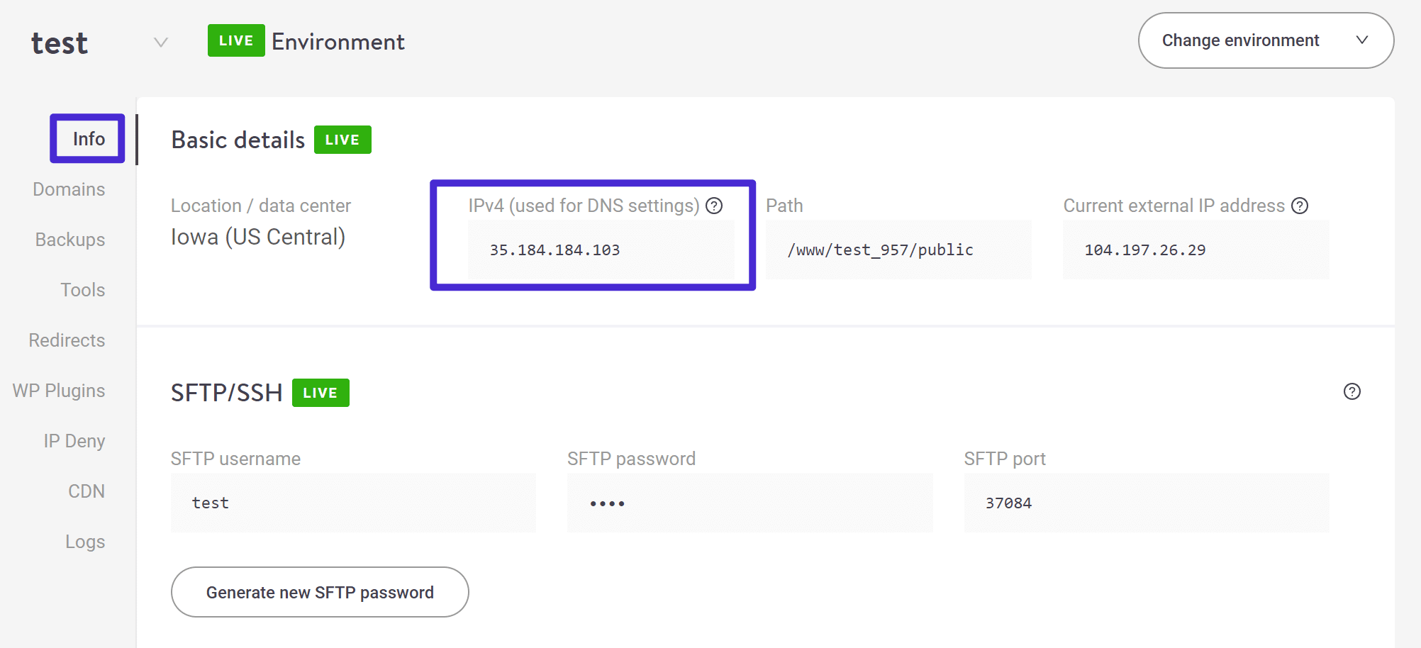 Wo finde ich die IP-Adresse meines Kinsta-Servers?