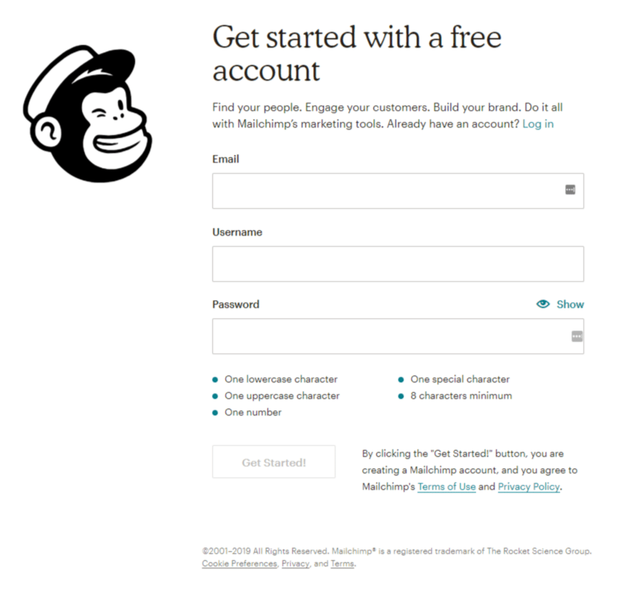 Mailchimp Anmeldung