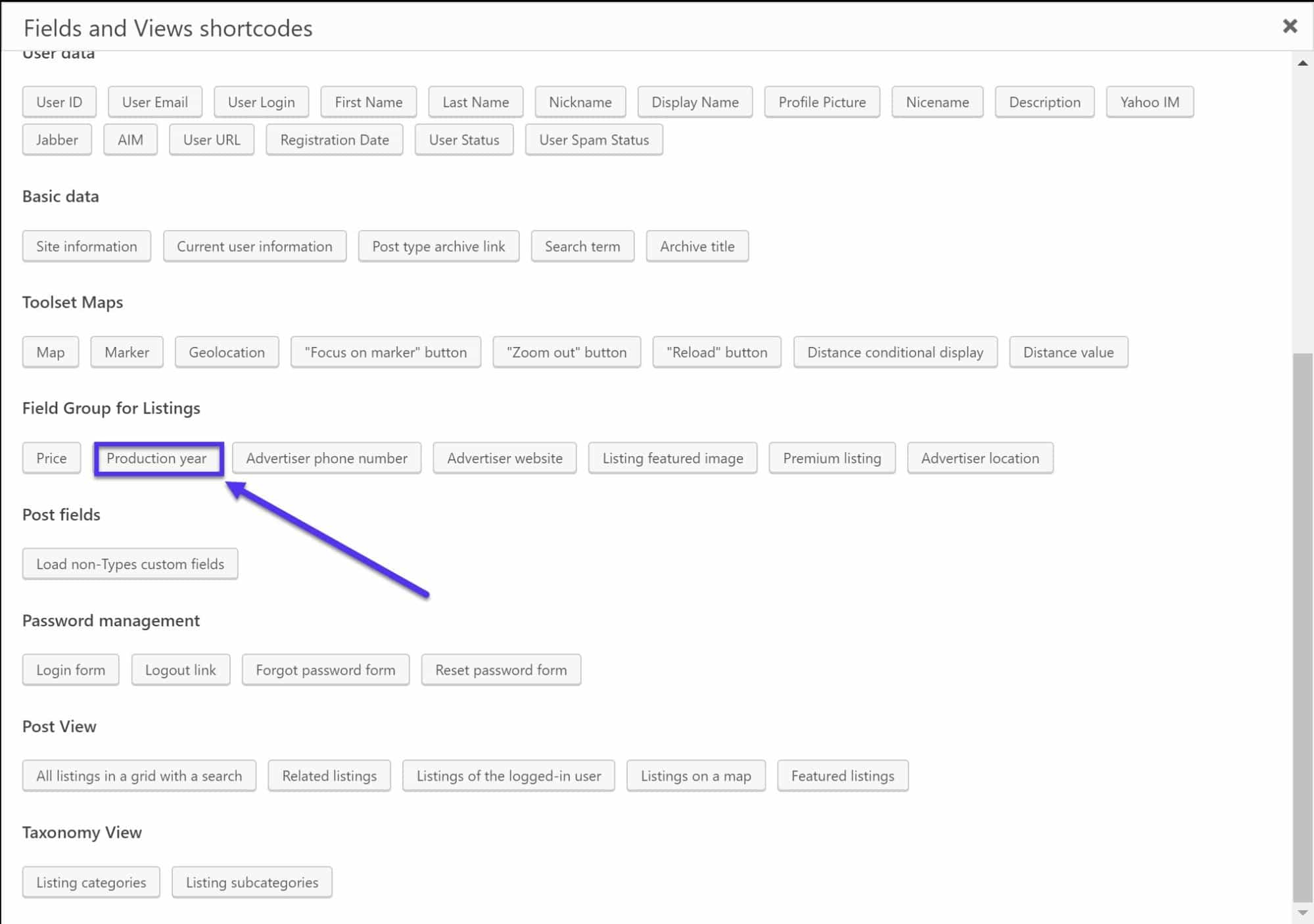 Shortcodes für Felder und Ansichten