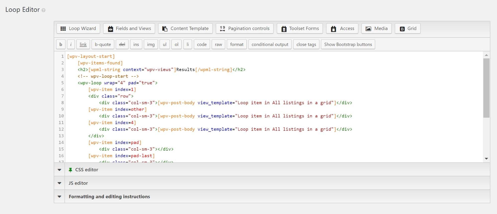 So sieht der Loop-Editor mit Feldern aus