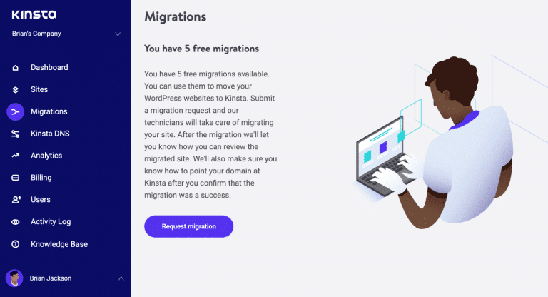 MyKinsta kostenlose Migrationen