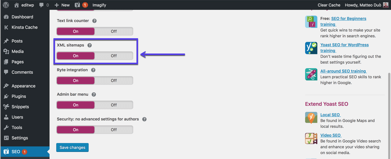 XML Sitemaps im Yoast SEO Plugin