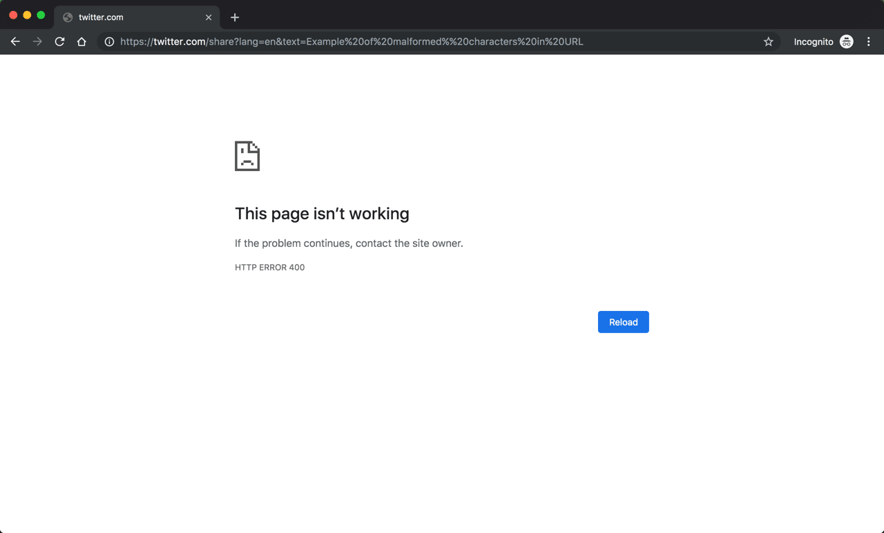 400 Bad Request Error in Chrome