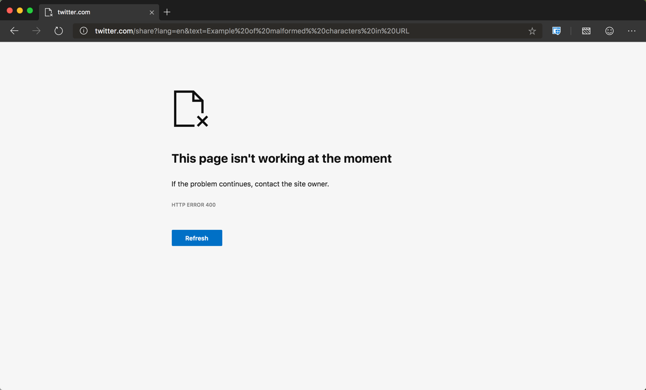  400 Bad Request Error in Microsoft Edge