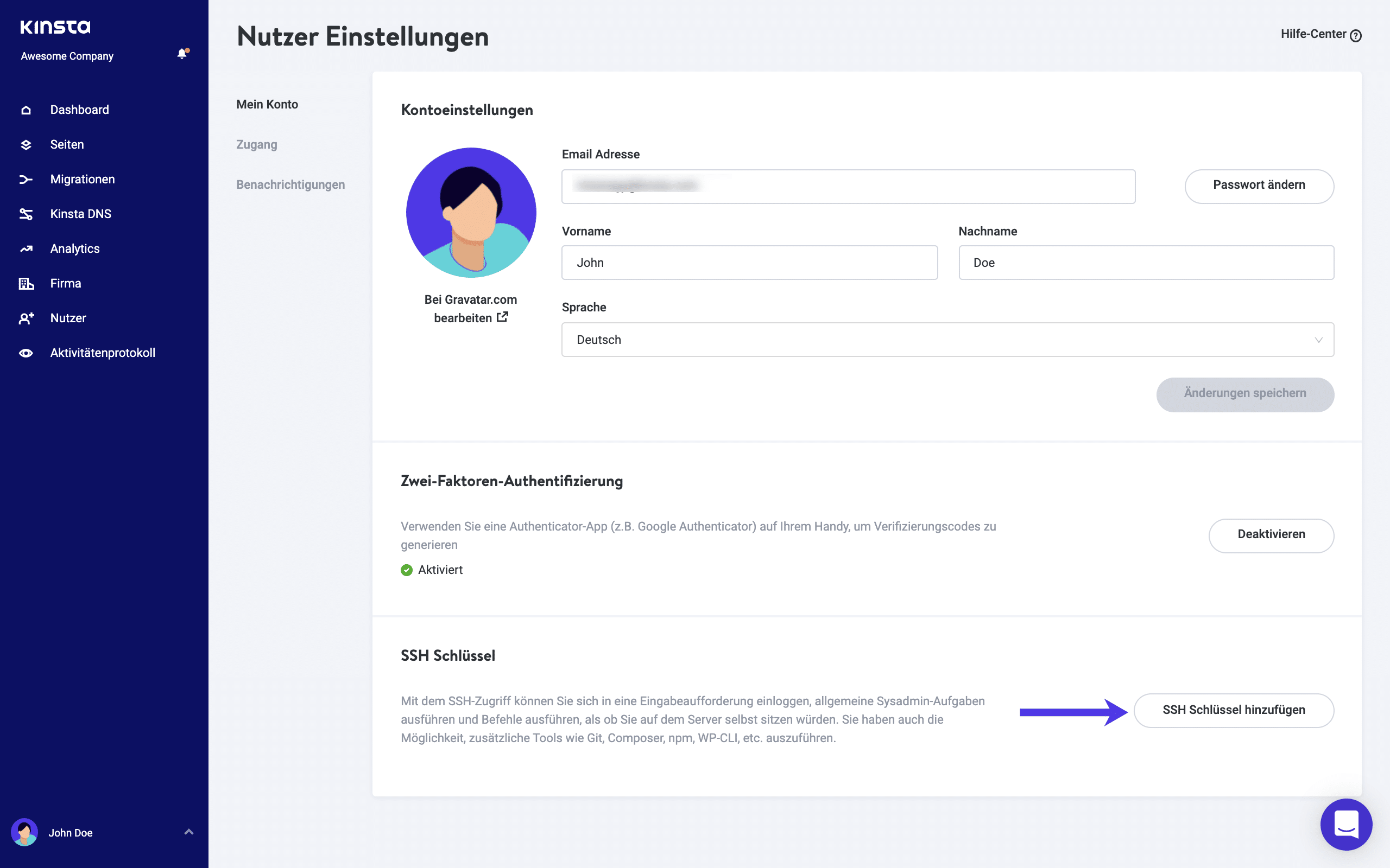 SSH Schlüssel hinzufügen