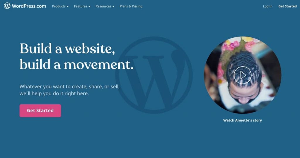 Die WordPress.com Registrierungsseite