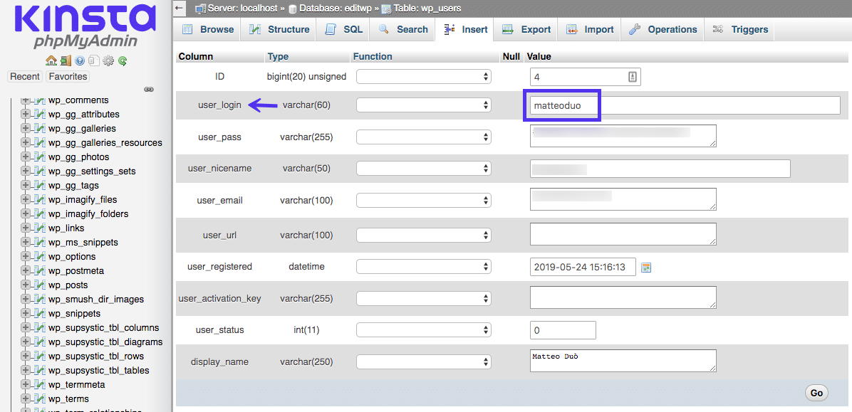 Aktualisiere deinen Benutzernamen direkt in der WordPress-Datenbank