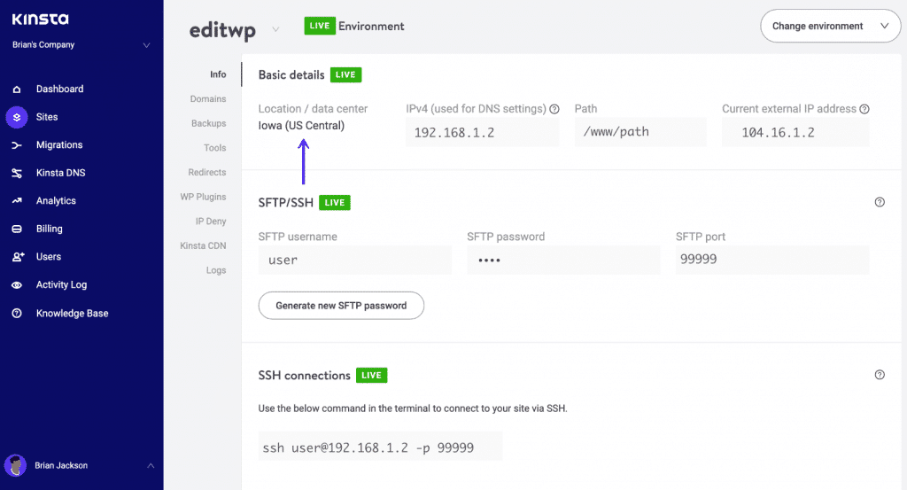 MyKinsta Datencenter
