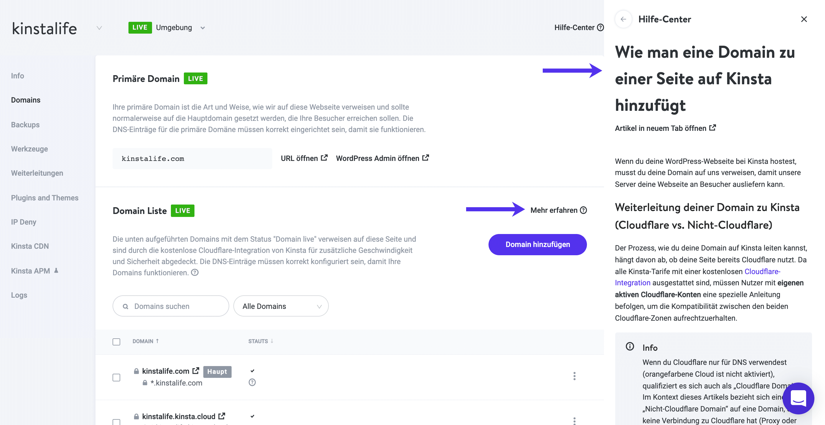 Knowledge Base in MyKinsta