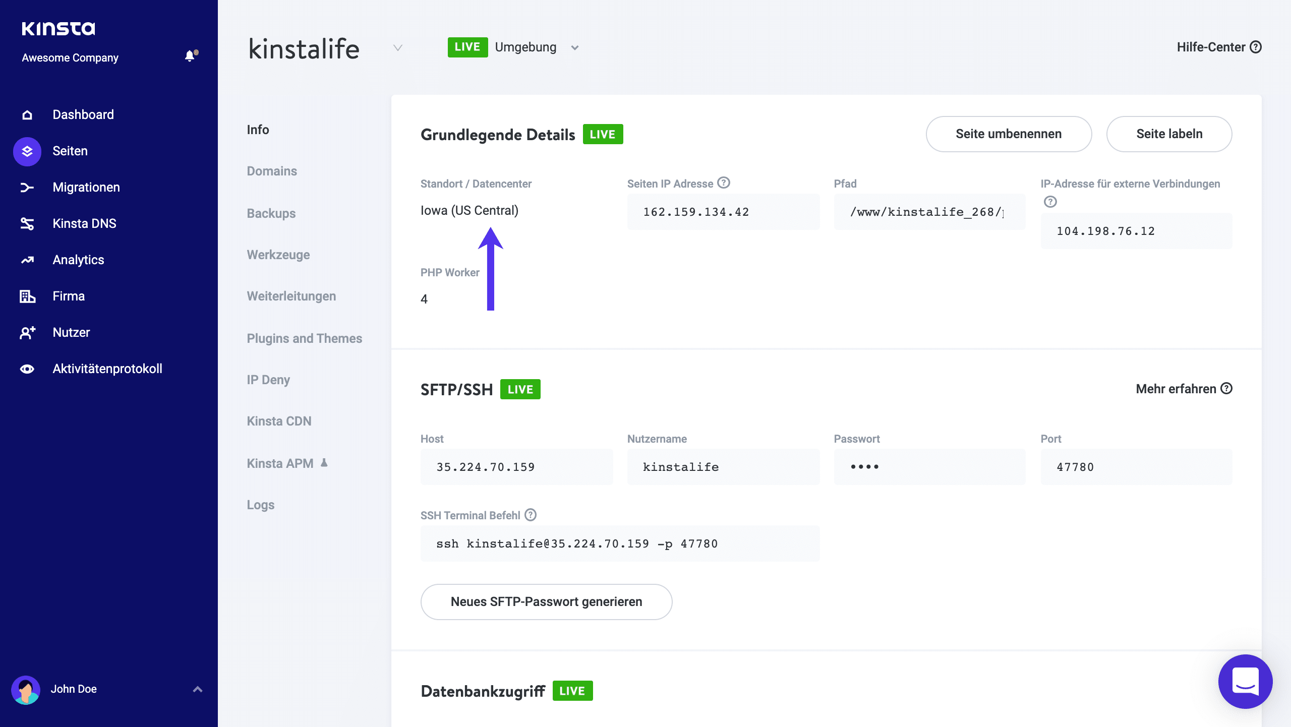 MyKinsta Datencenter