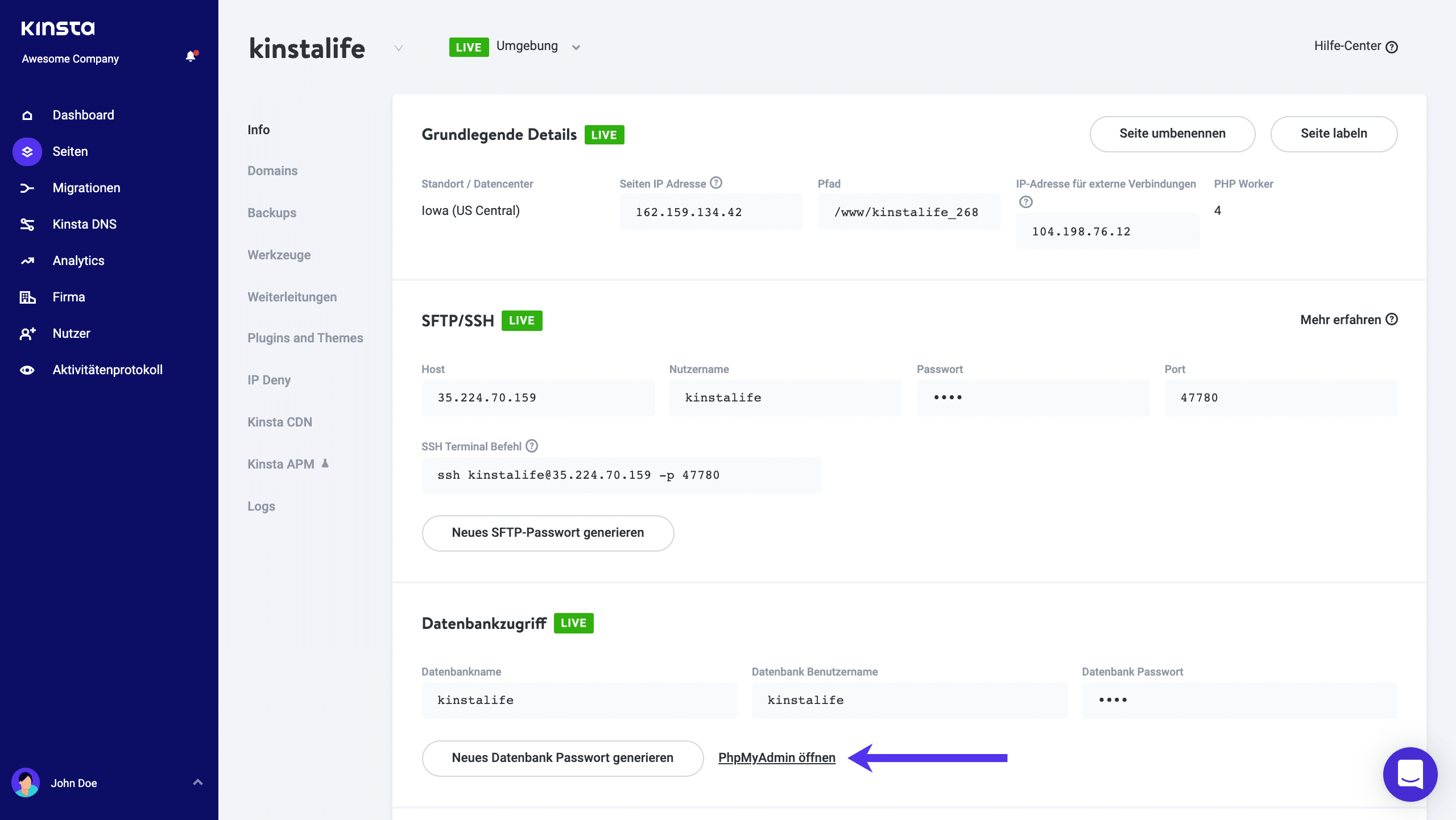 Login to phpmyadmin